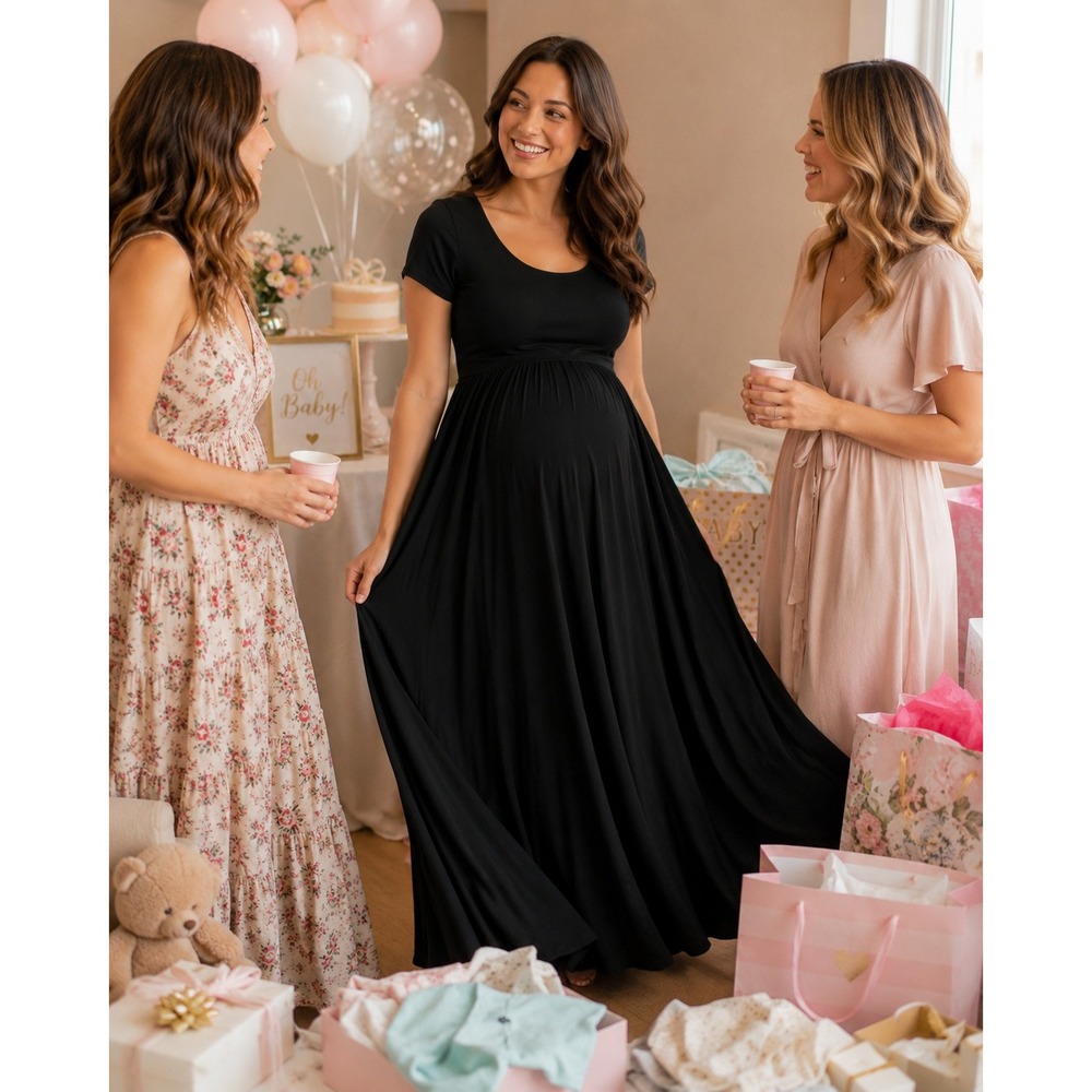 Hatch Short Sleeve Fit Flare Maternity Midi Stretch Dress Sz 2 Day/Night Capsule - Picture 14 of 14